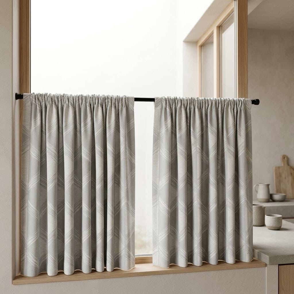 Silver Grey & Pearl White Pure Linen Jacquard Curtains, Art Deco Geometric Chevron Drapes, Custom Extra Long Blackout Panels — image 6