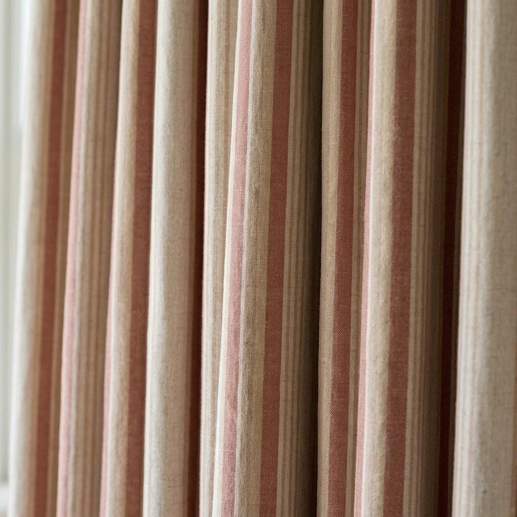 Farmhouse Linen Curtains, Rust & Sand Stripes (Hooks, Tabs, Rod Pocket, Grommet) — image 9