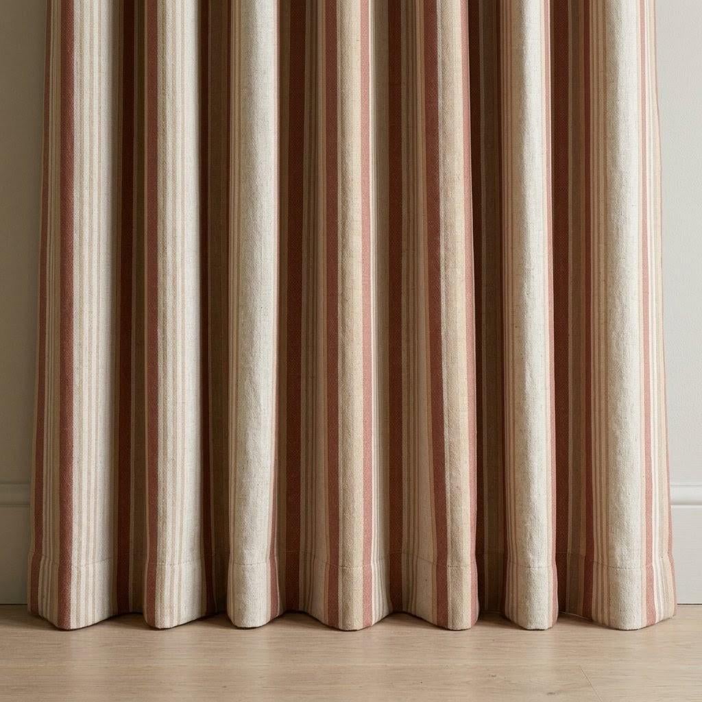 Farmhouse Linen Curtains, Rust & Sand Stripes (Hooks, Tabs, Rod Pocket, Grommet) — image 7