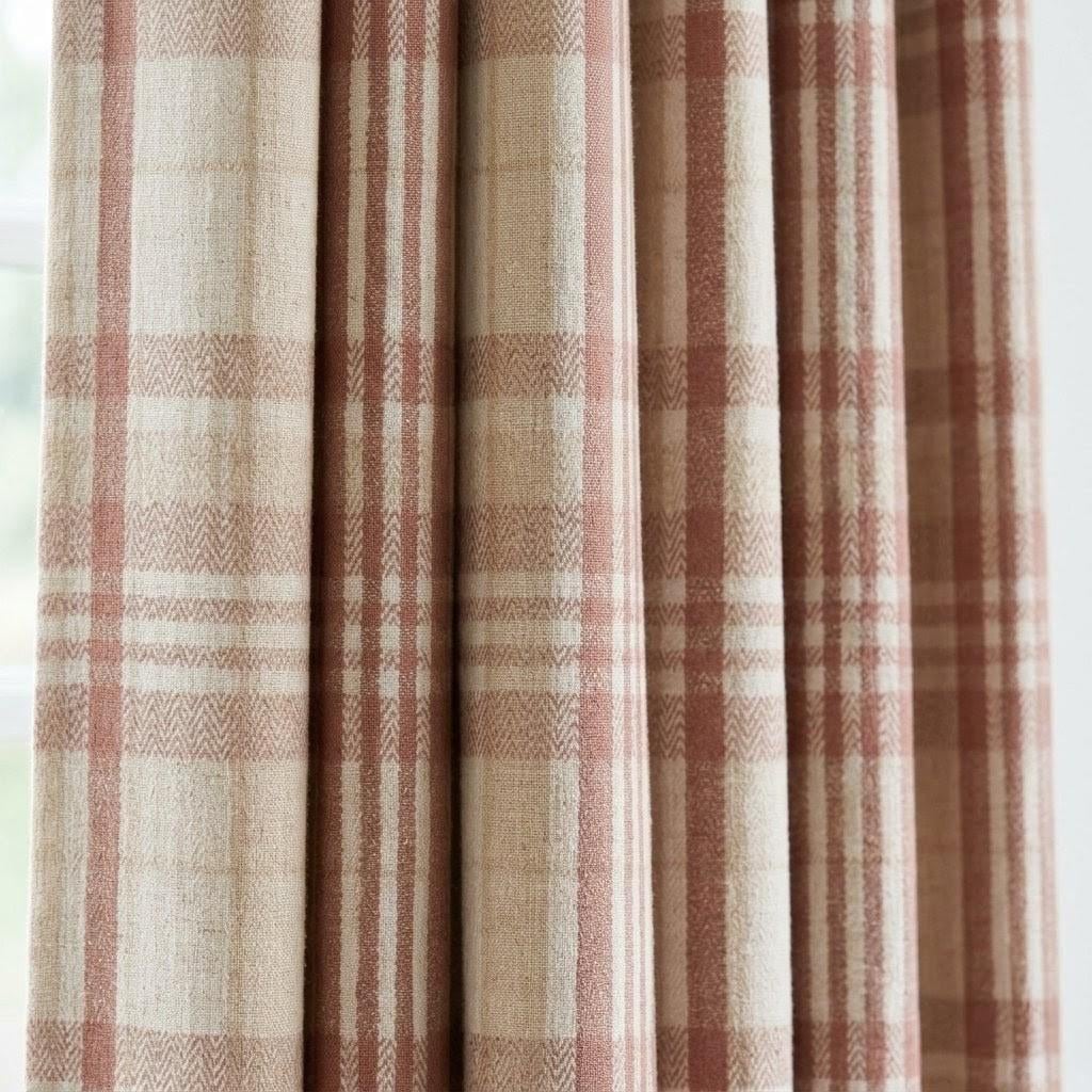 Terracotta Rust & Beige Pure Linen Curtains, Printed Herringbone Plaid Farmhouse Drapes, Custom Blackout or Light Filtering Panels — image 7