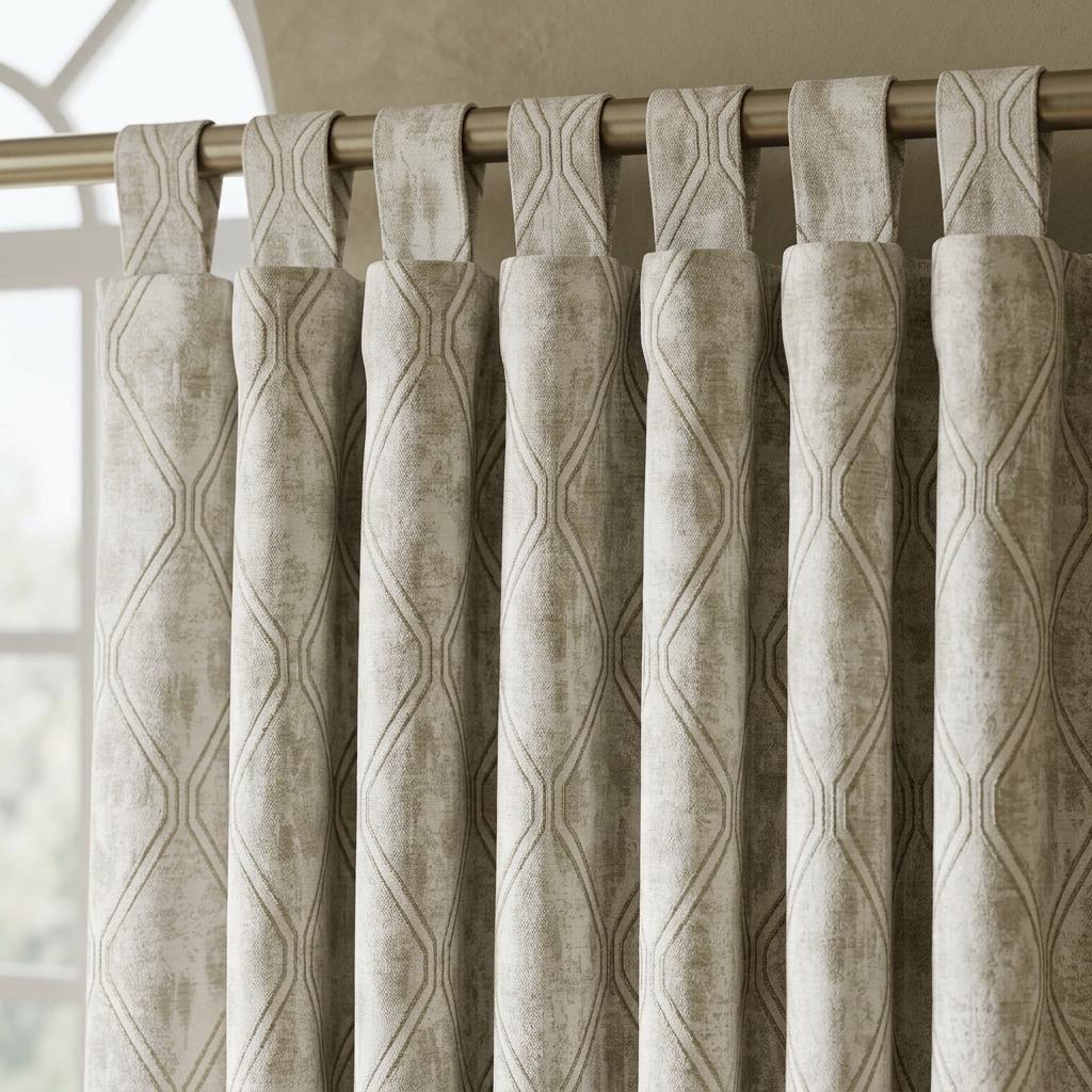 Ivory Taupe Pure Linen Jacquard Curtains, Olive Grey Geometric Trellis Drapes, Custom Extra Long Blackout Panels — image 6