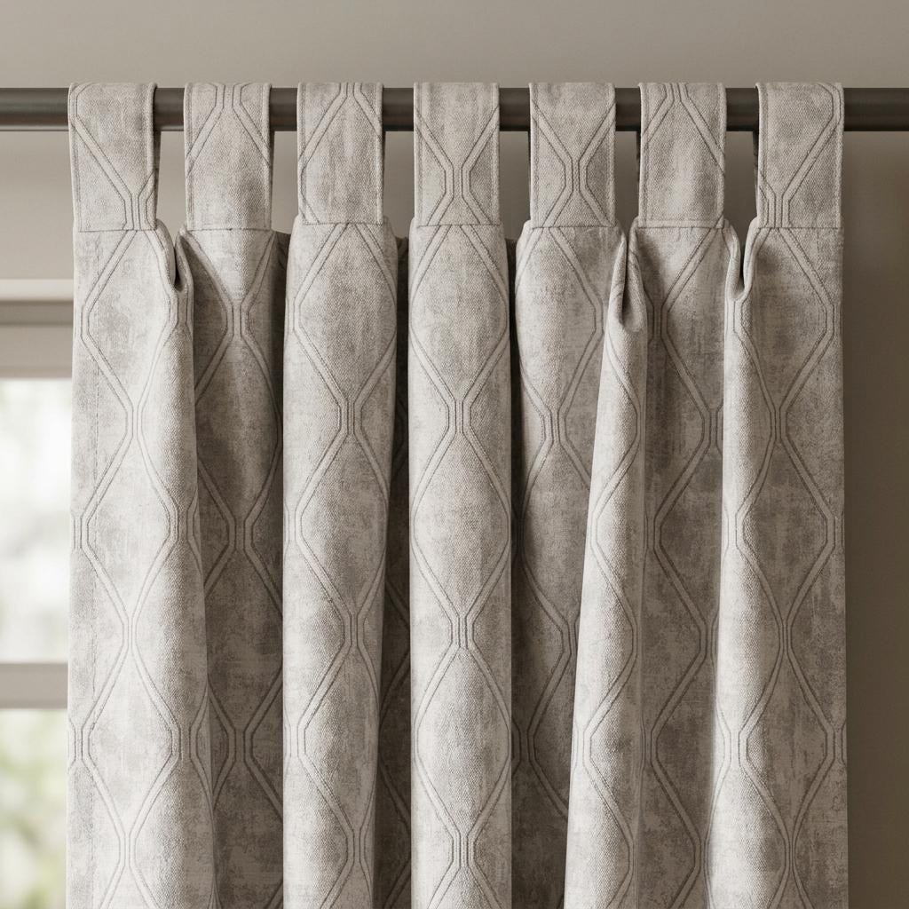 Ivory Greige Pure Linen Jacquard Curtains, Silver Taupe Geometric Trellis Drapes, Custom Extra Long Blackout Panels — image 6