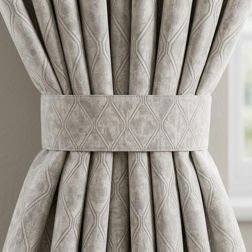 Ivory Greige Pure Linen Jacquard Curtains, Silver Taupe Geometric Trellis Drapes, Custom Extra Long Blackout Panels — image 3