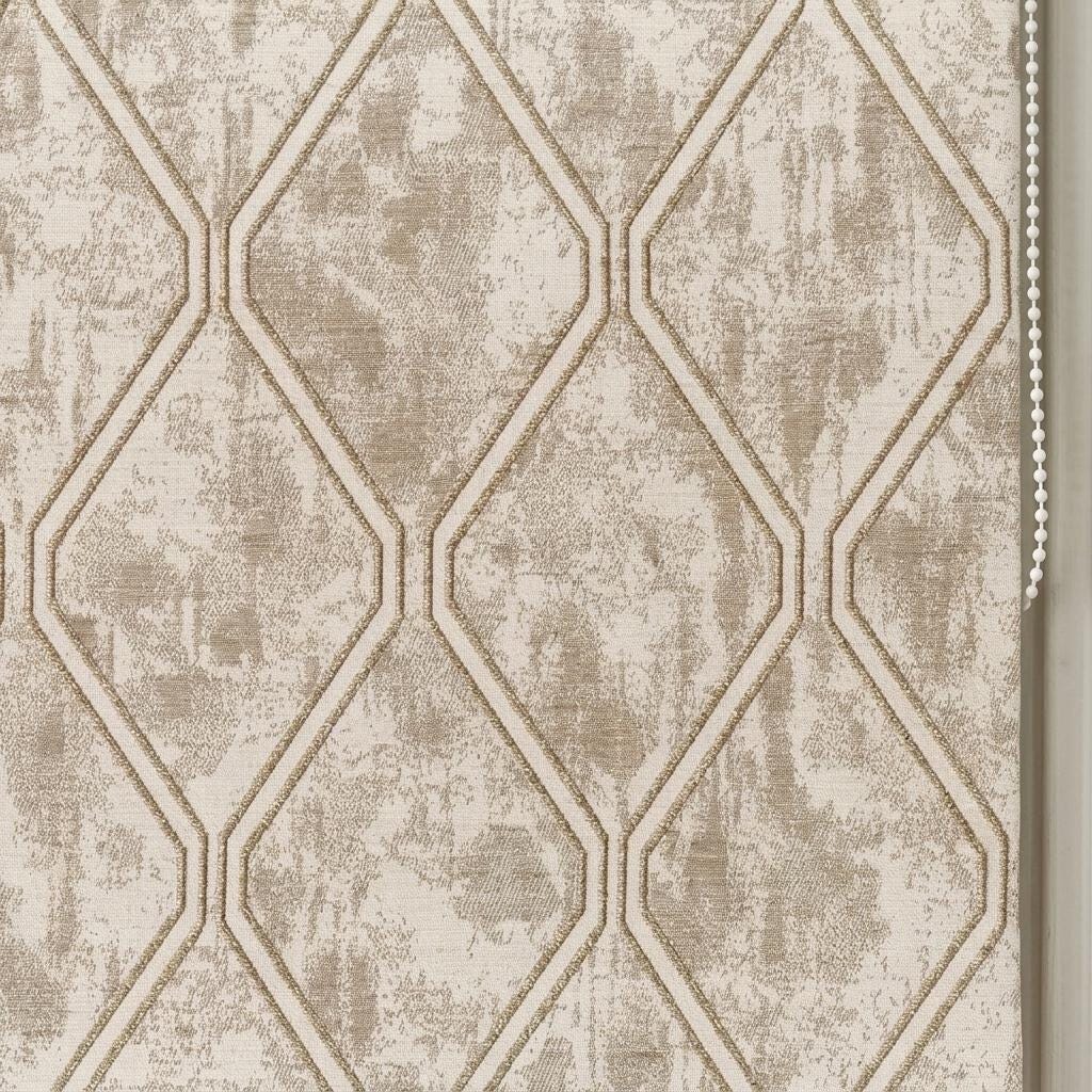 Ivory Beige Linen Roman Shade, Taupe Trellis Jacquard, Custom Blackout or Light Filtering Blind — image 4