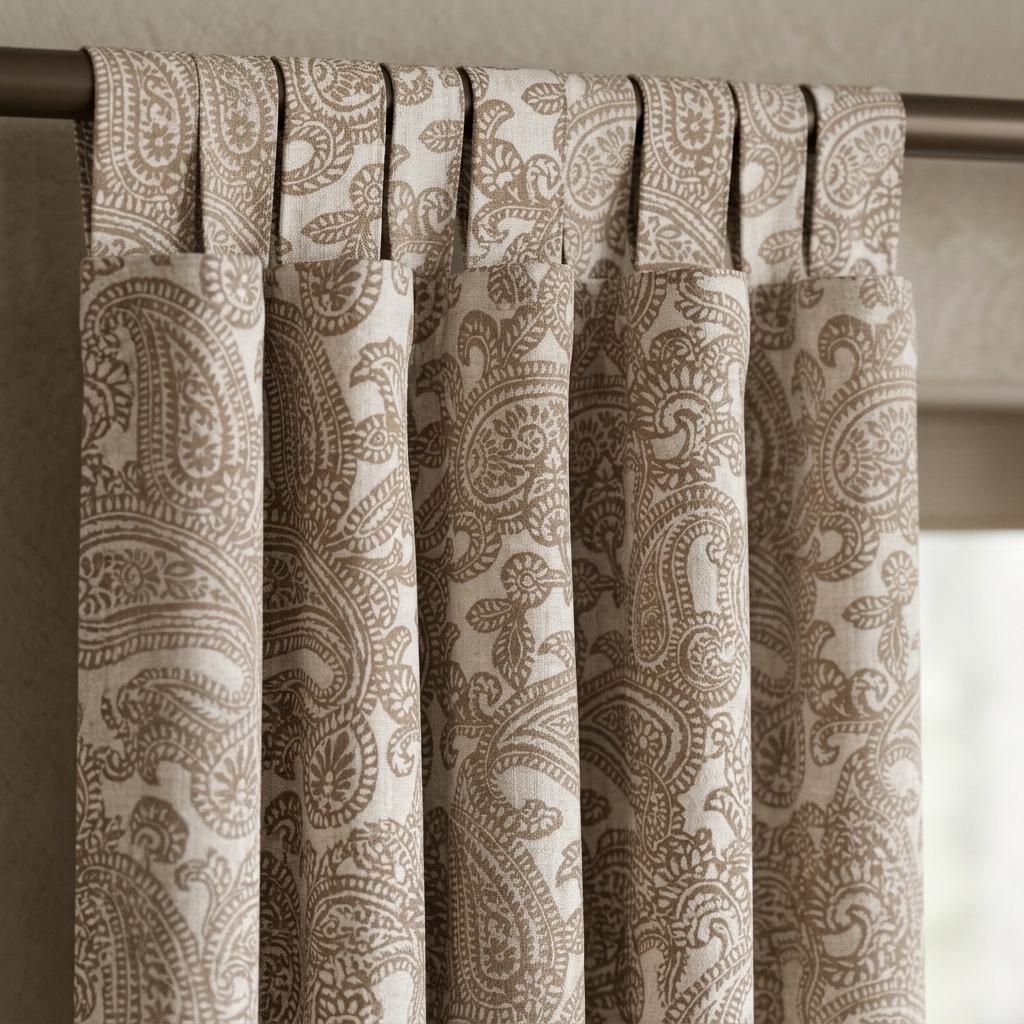 Ivory Taupe Paisley Pure Linen Curtains, Floral Botanical Drapes, Custom Extra Long Blackout Panels — image 9