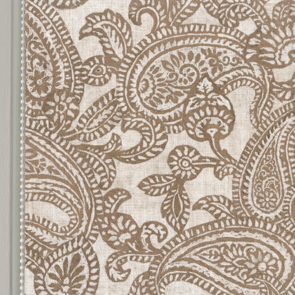 Ivory Taupe Paisley Linen Roman Shade, Botanical Bird Print, Custom Blackout or Light Filtering Blind — image 5