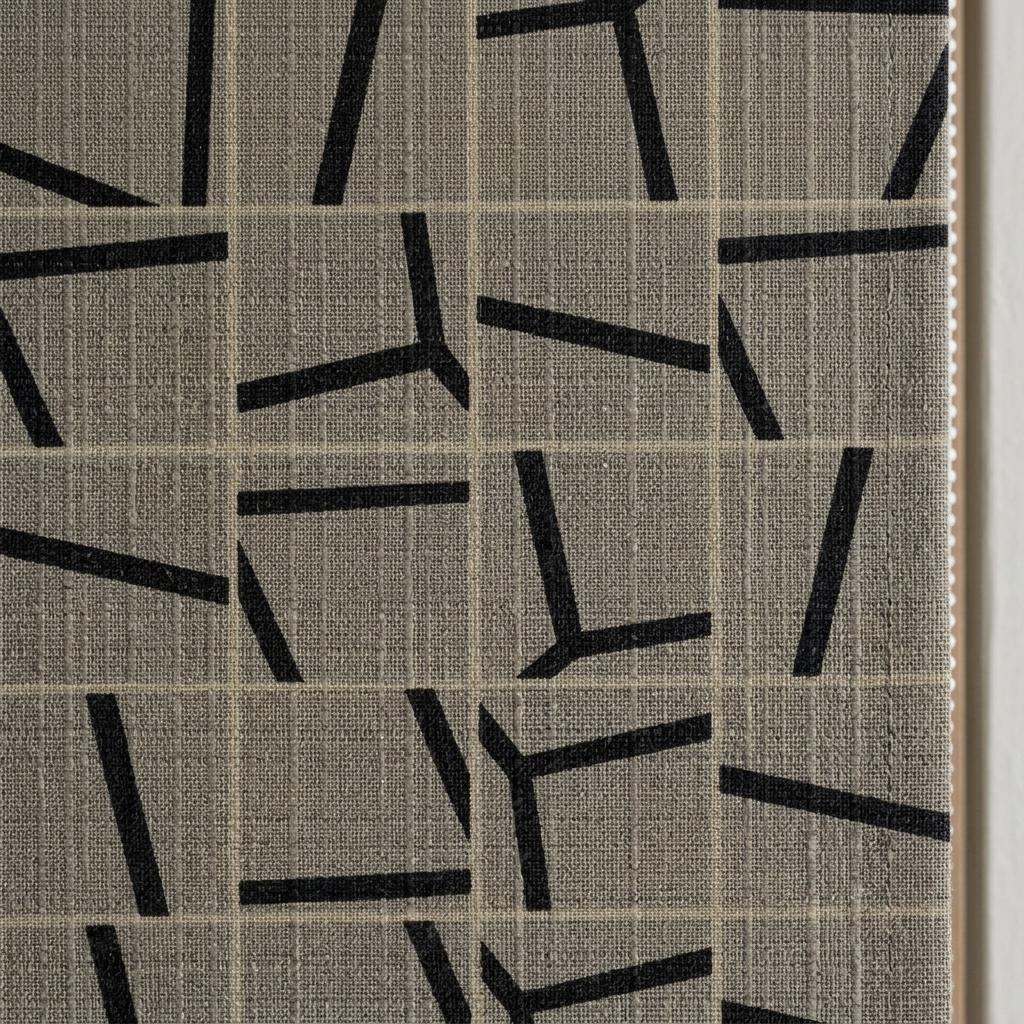 Taupe Black Linen Roman Shade, Abstract Geometric Custom Roman Blind, Mid Century Modern Blackout Shade — image 9