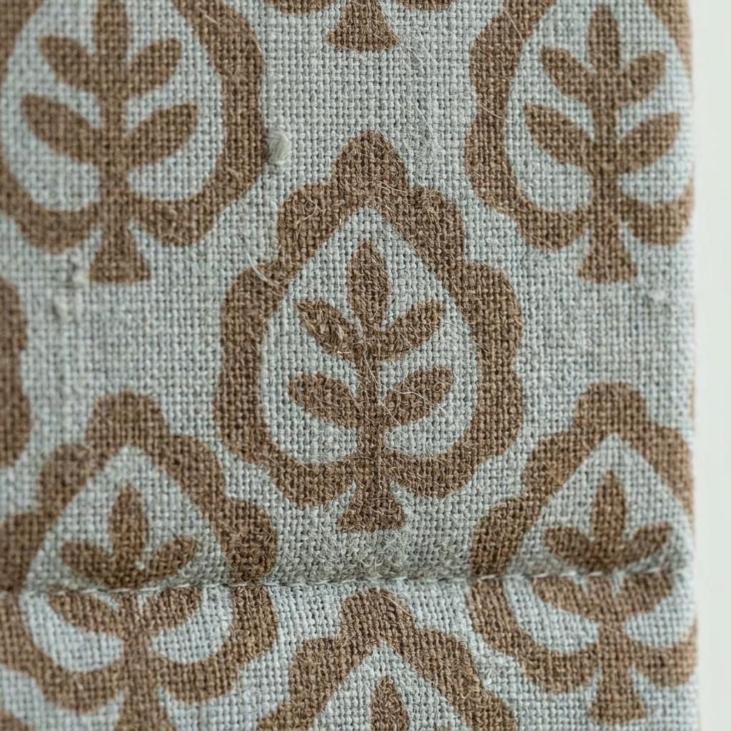 Camel Tan & Greige Linen Roman Shade, Botanical Tree Print, Custom Blackout or Light Filtering Window Blind — image 8