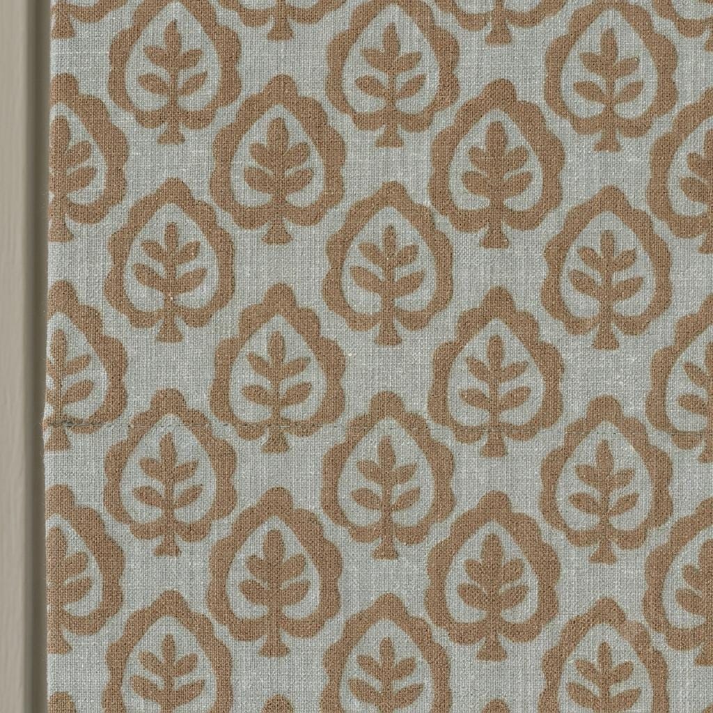 Camel Tan & Greige Linen Roman Shade, Botanical Tree Print, Custom Blackout or Light Filtering Window Blind — image 7