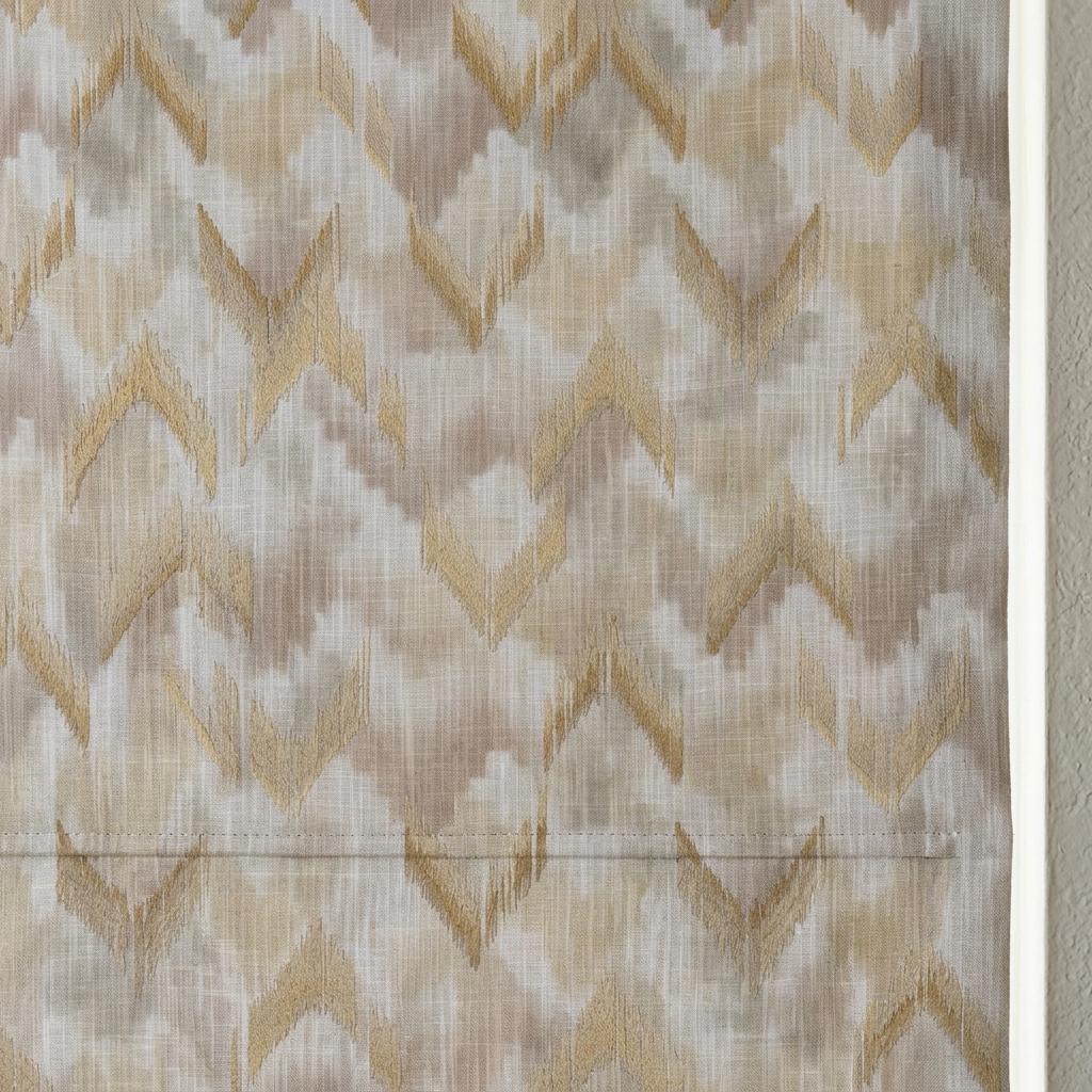 Ivory Beige Linen Roman Shade, Taupe Embroidered Ogee Diamond Trellis, Custom Blackout or Light Filtering Window Blind — image 8