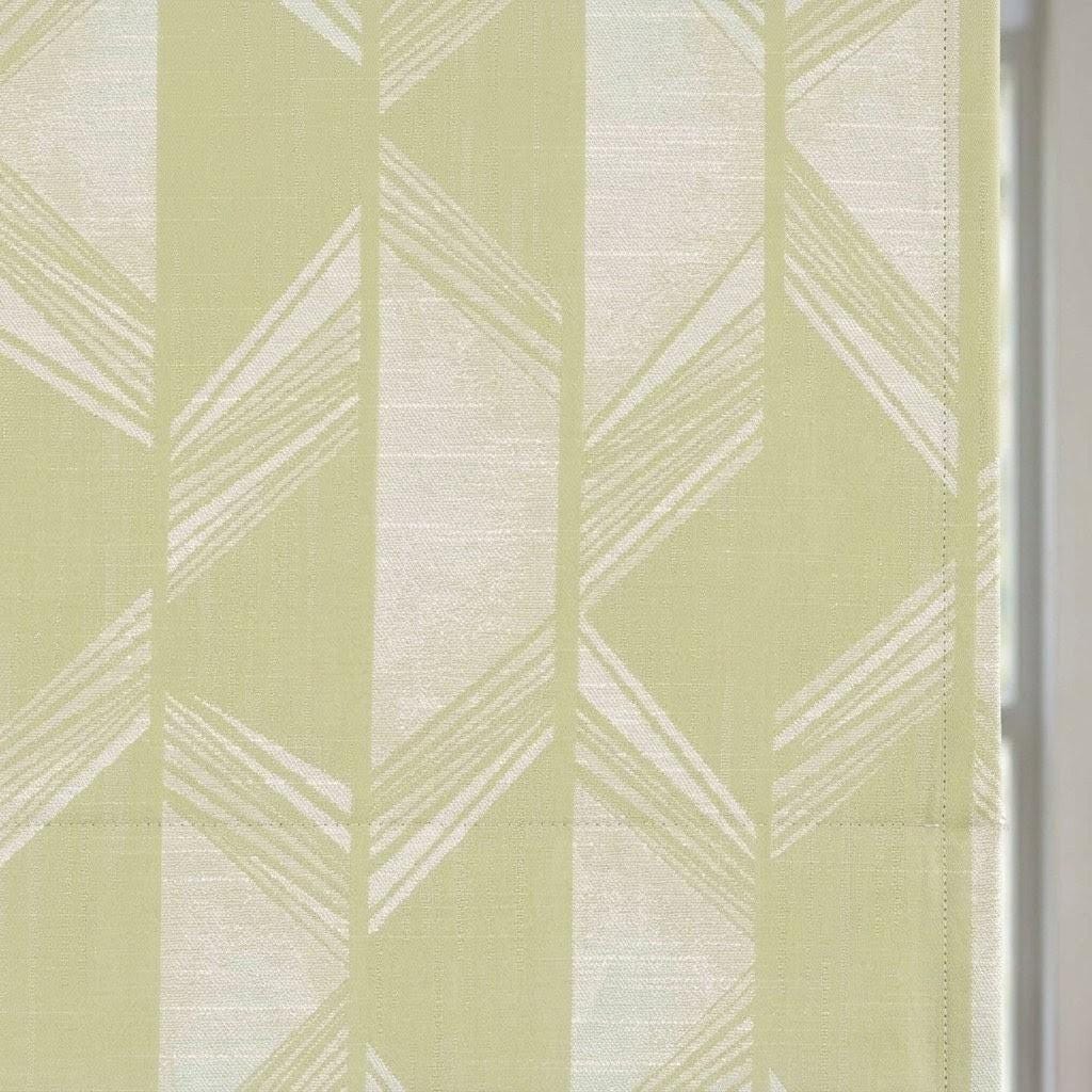 Pistachio Green & Ivory Linen Roman Shade, Geometric Jacquard, Custom Blackout or Light Filtering Window Blind — image 10