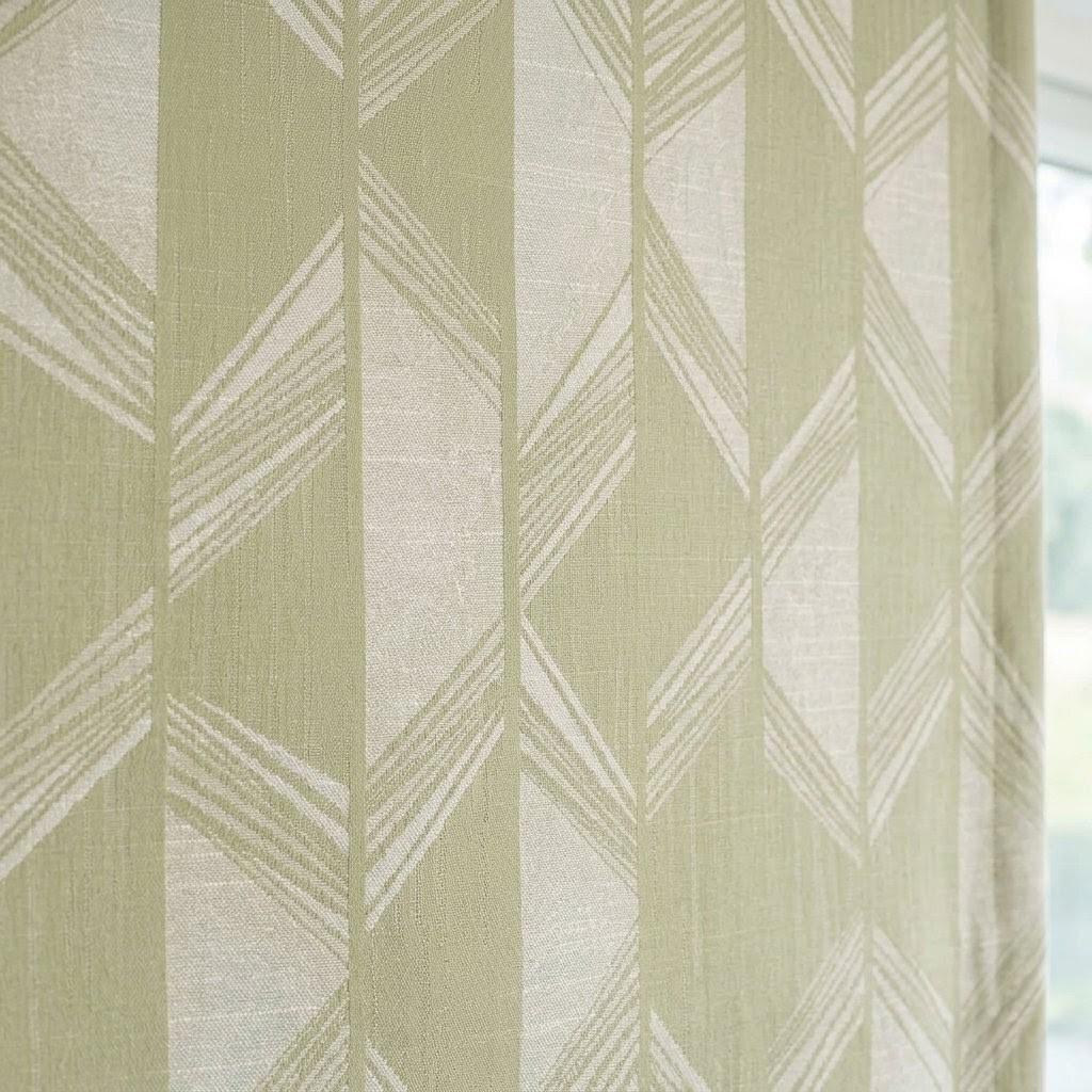 Pistachio Green & Ivory Linen Roman Shade, Geometric Jacquard, Custom Blackout or Light Filtering Window Blind — image 3