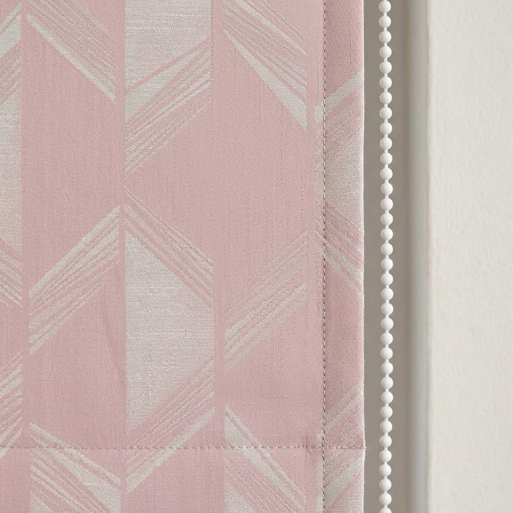 Blush Pink & Ivory Linen Roman Shade, Geometric Jacquard, Custom Blackout or Light Filtering Window Blind — image 9