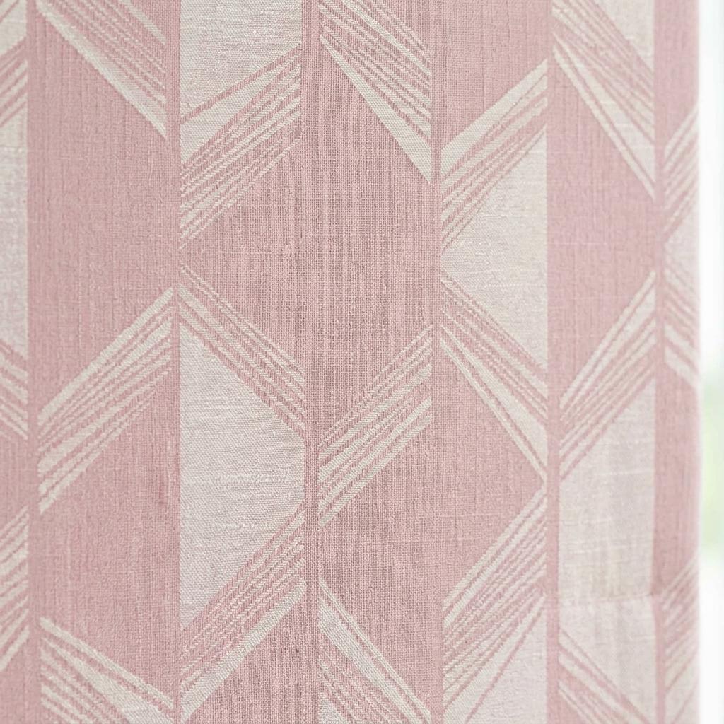 Blush Pink & Ivory Linen Roman Shade, Geometric Jacquard, Custom Blackout or Light Filtering Window Blind — image 8