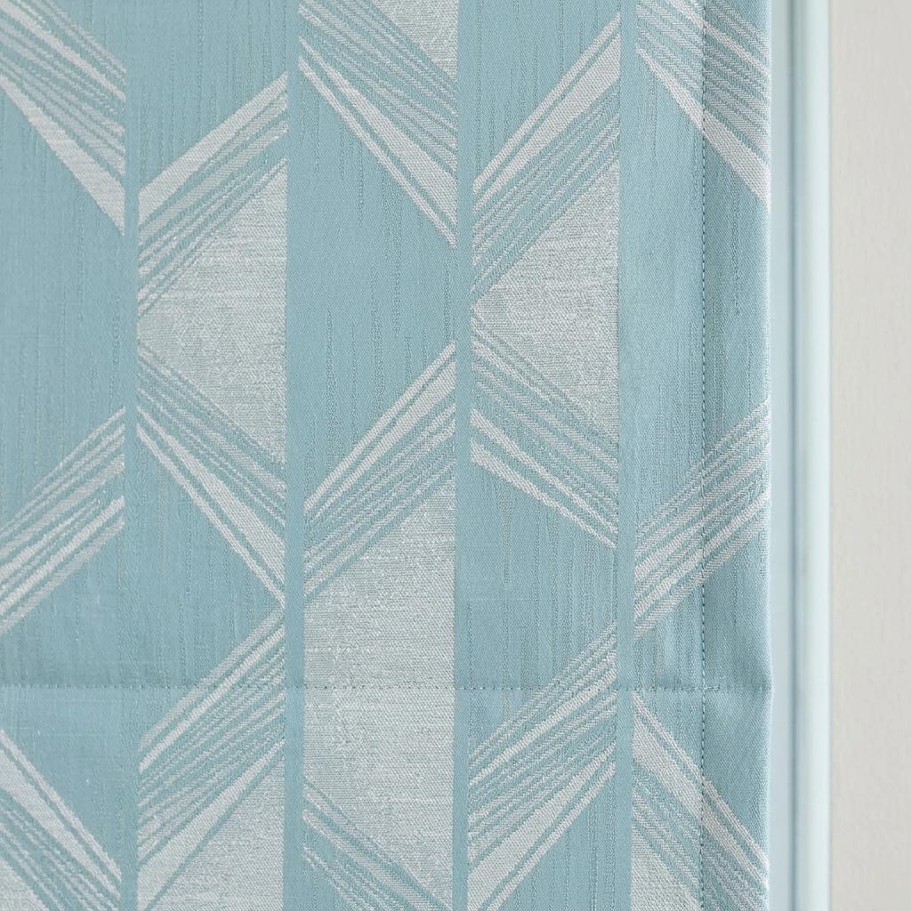 Powder Blue & Ivory Linen Roman Shade, Geometric Jacquard, Custom Blackout or Light Filtering Window Blind — image 7