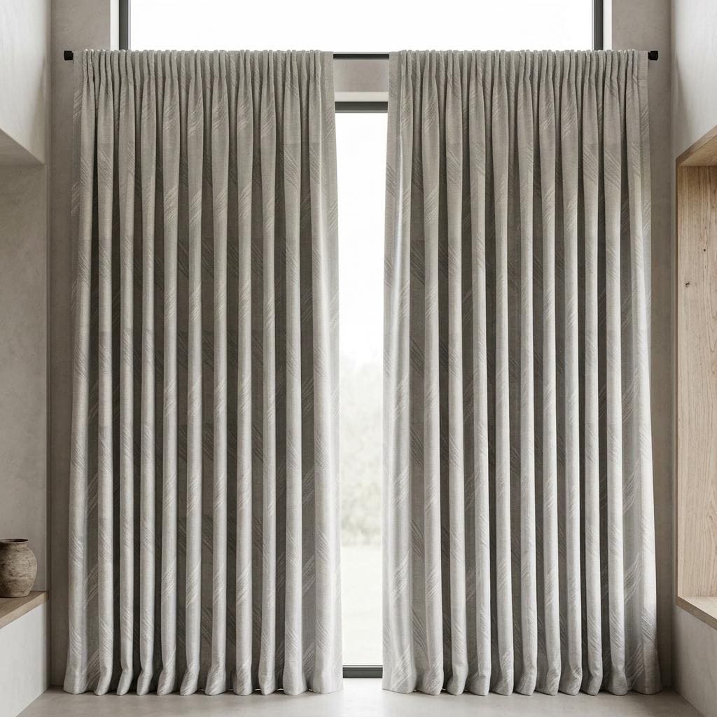 Silver Grey & Pearl White Pure Linen Jacquard Curtains, Art Deco Geometric Chevron Drapes, Custom Extra Long Blackout Panels — image 5