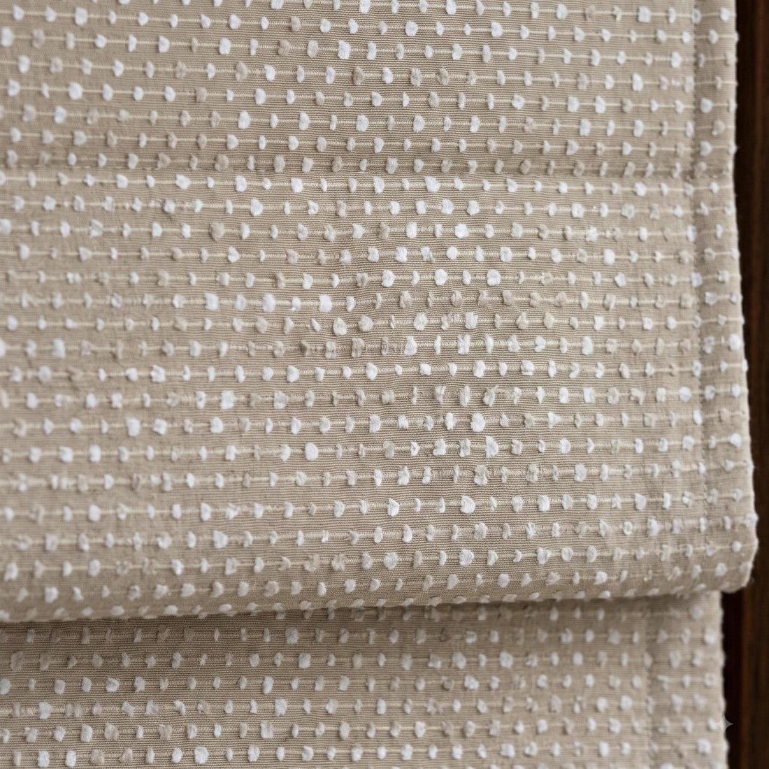 Warm Beige & Ivory Linen Roman Shade, Embroidered Dot Stripe, Custom Blackout or Light Filtering Window Blind — image 1