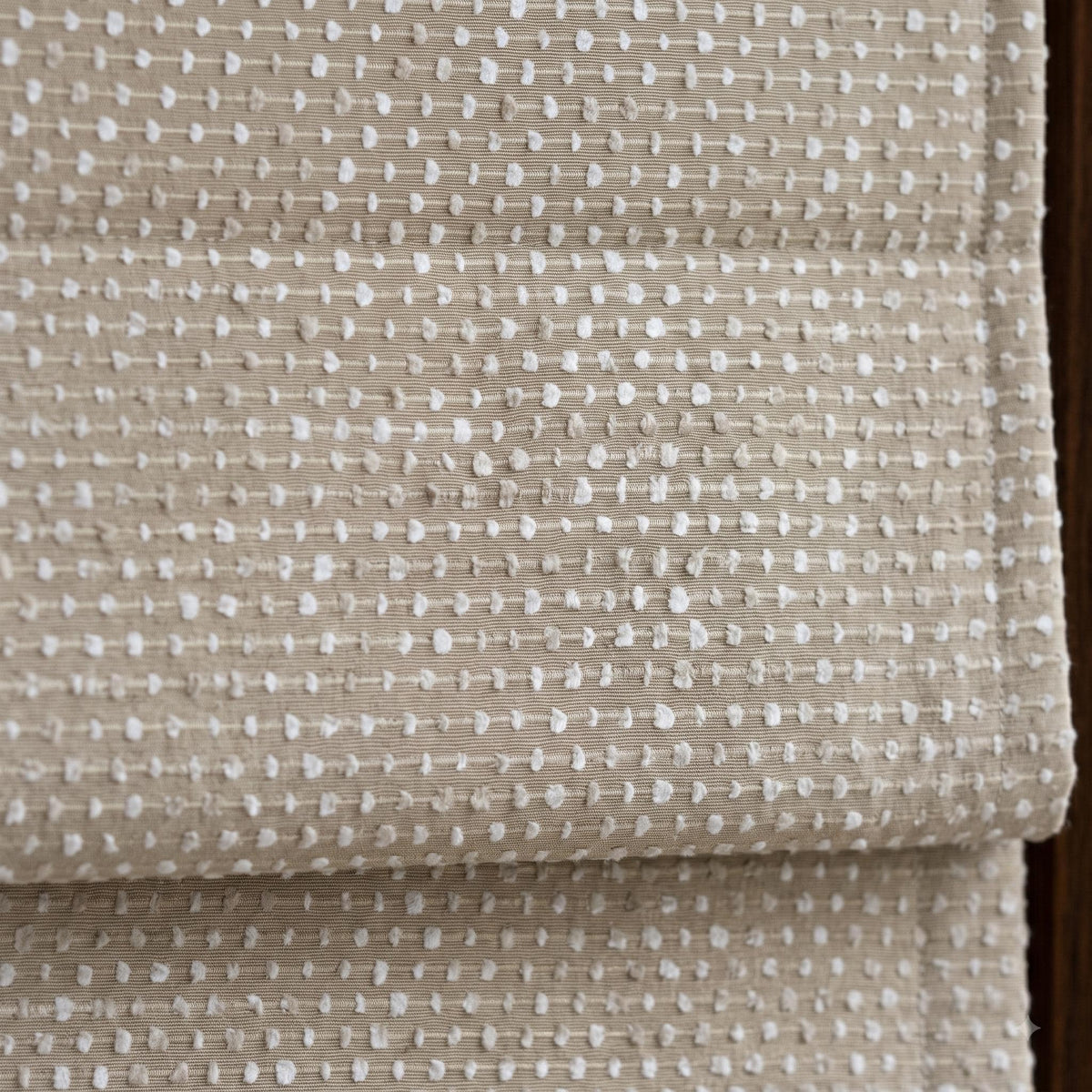 Warm Beige & Ivory Linen Roman Shade, Embroidered Dot Stripe, Custom Blackout or Light Filtering Window Blind — image 1