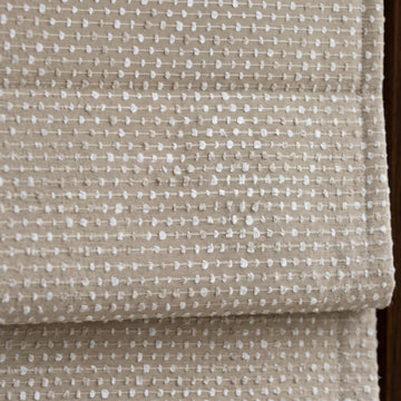 Warm Beige & Ivory Linen Roman Shade, Embroidered Dot Stripe, Custom Blackout or Light Filtering Window Blind — image 1