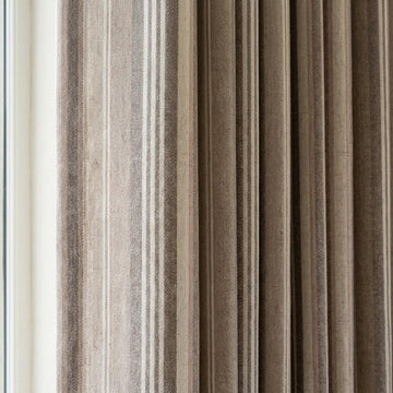 Taupe Beige Ivory Pure Linen Curtains, Printed Herringbone Ticking Stripe Farmhouse Drapes, Custom Blackout or Light Filtering Panels — image 1