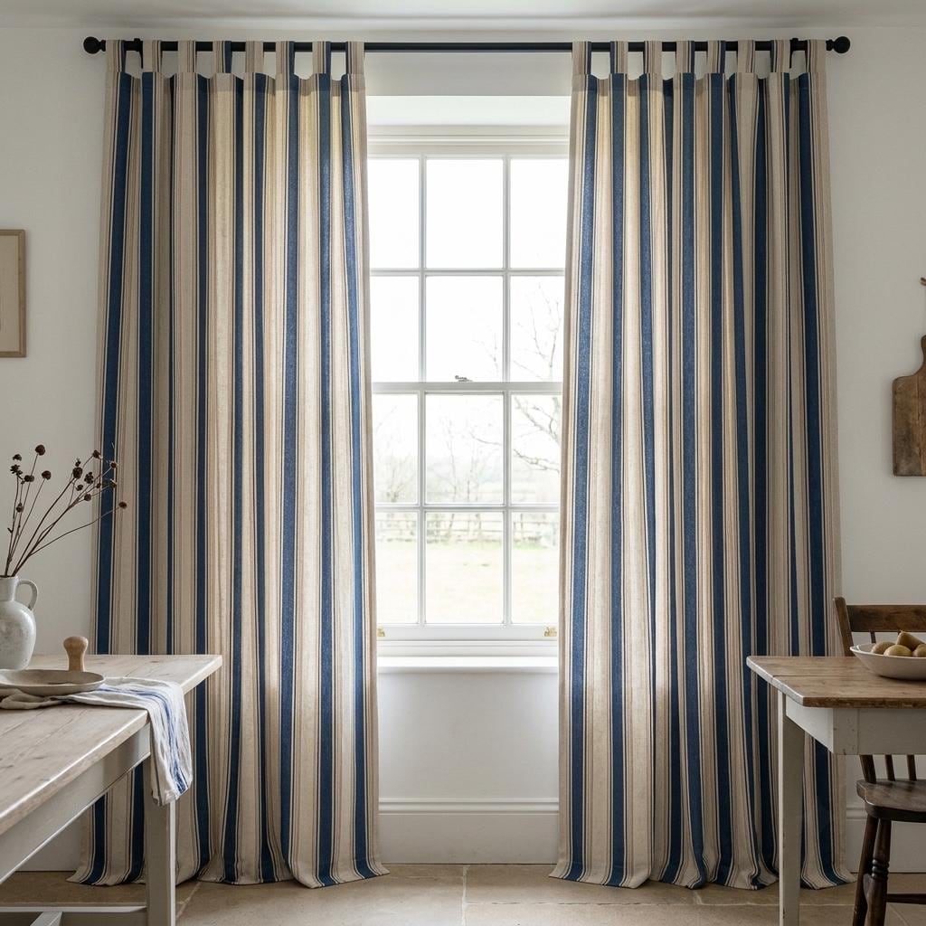 Navy Stripe Linen Curtains: Organic Fabric - Light-Filtering or Blackout — image 10