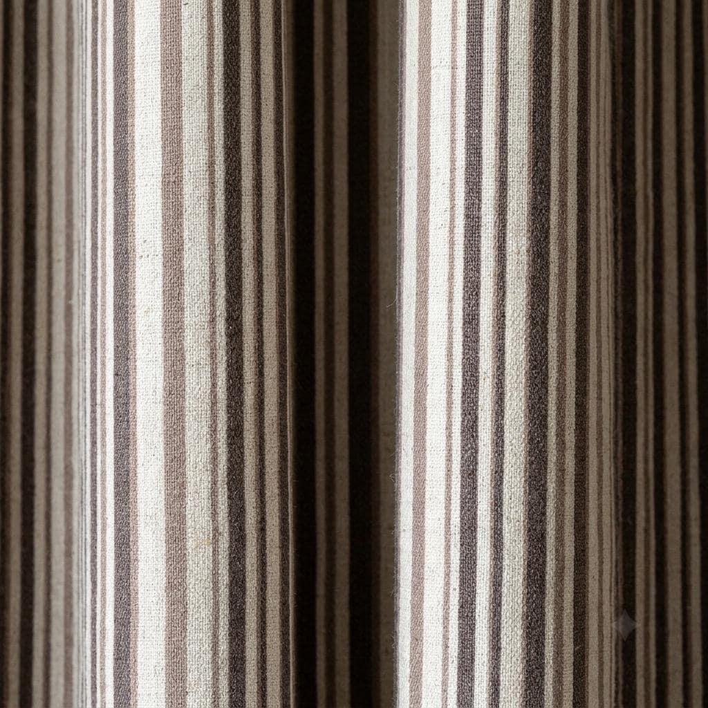 Chocolate Brown Cream Pure Linen Farmhouse Stripe Curtains, Ticking Drapes, Custom Blackout or Light Filtering — image 9