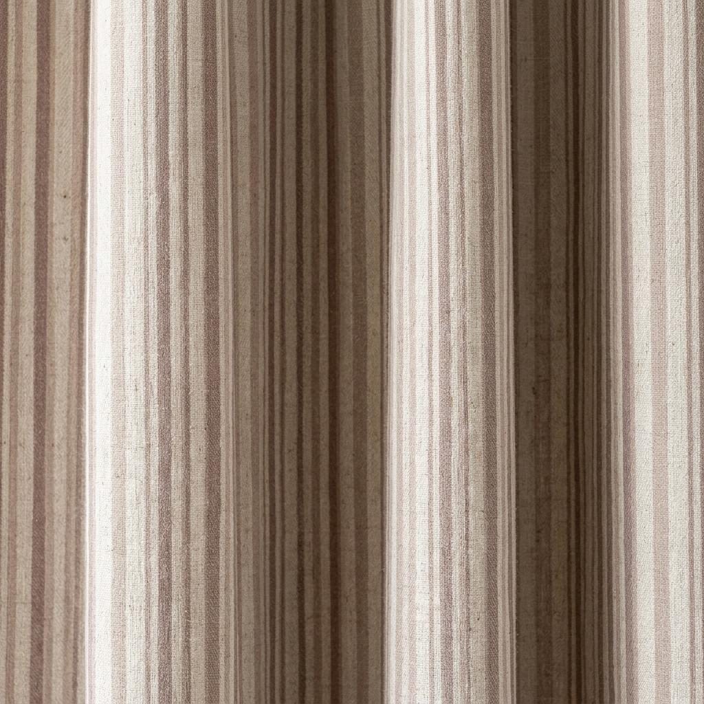 Brown Taupe Pure Linen Farmhouse Stripe Curtains, Cream Ticking Drapes, Custom Blackout or Light Filtering — image 7
