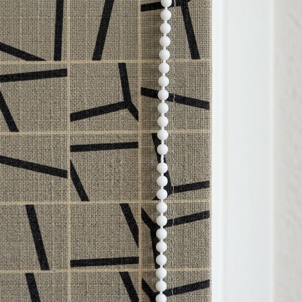 Taupe Black Linen Roman Shade, Abstract Geometric Custom Roman Blind, Mid Century Modern Blackout Shade — image 10