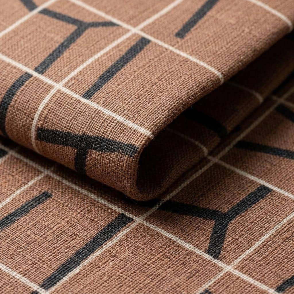 Rust Terracotta Black Linen Roman Shade, Abstract Geometric Custom Roman Blind, Mid Century Modern Blackout — image 9