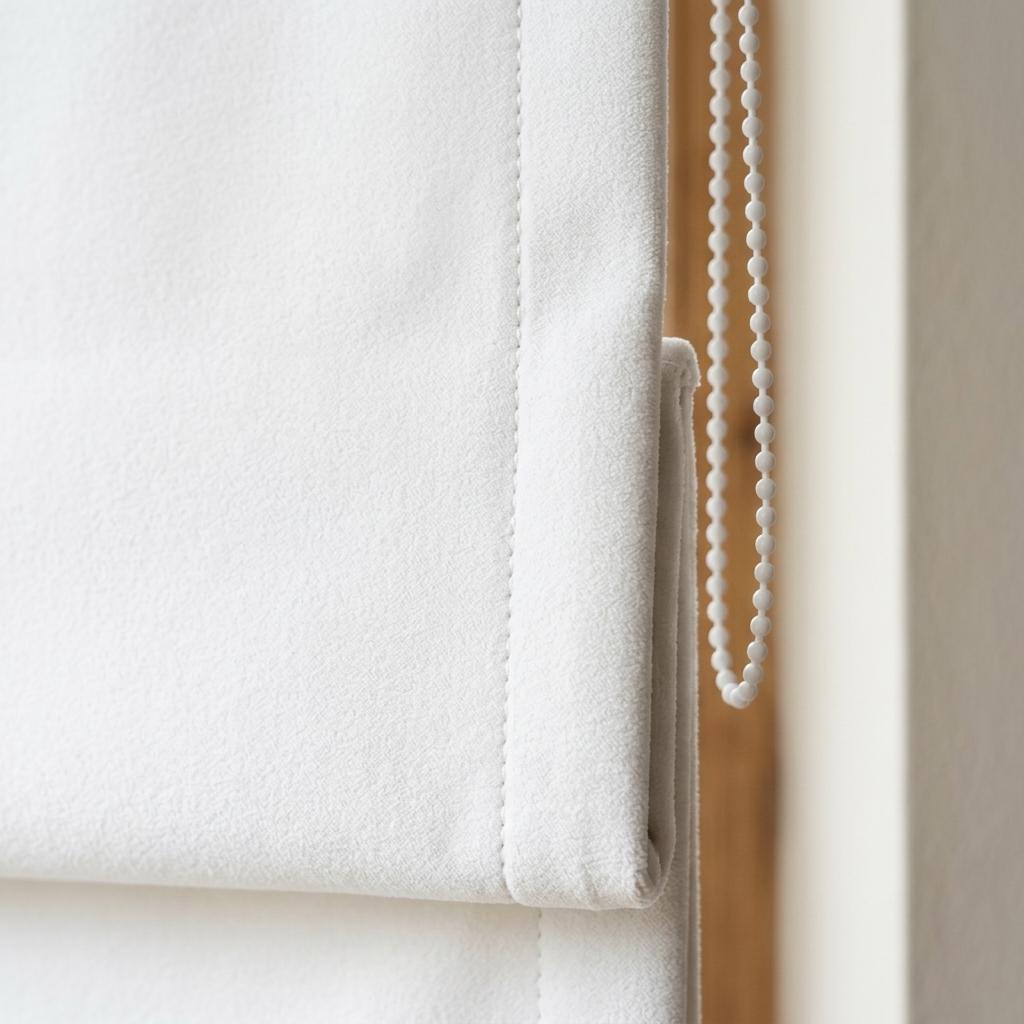 Pure White Matte Velvet Roman Shade, Custom Corded Window Blind, Blackout or Light Filtering — image 1