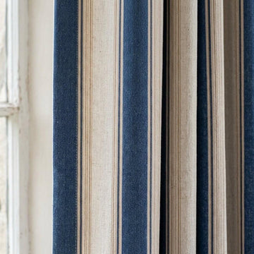 Navy Stripe Linen Curtains: Organic Fabric - Light-Filtering or Blackout — image 1