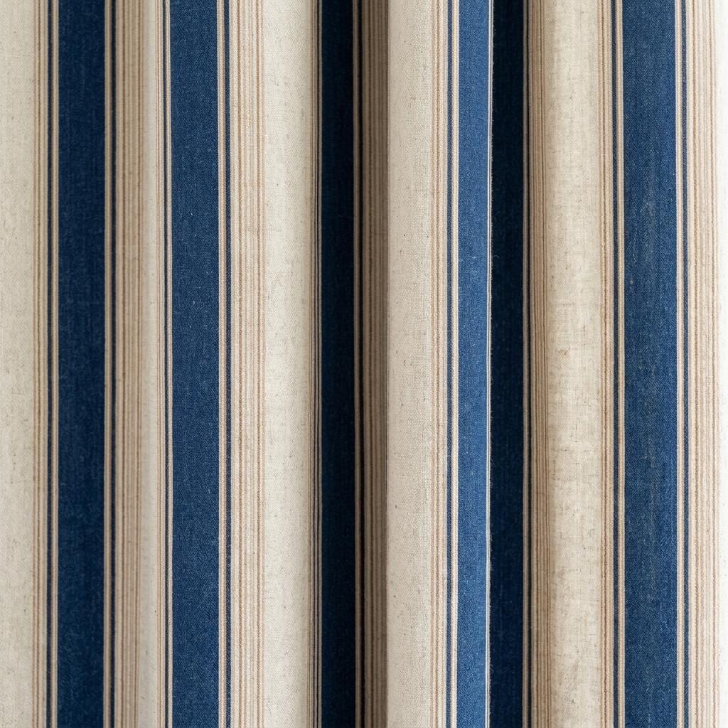 Navy Stripe Linen Curtains: Organic Fabric - Light-Filtering or Blackout — image 7
