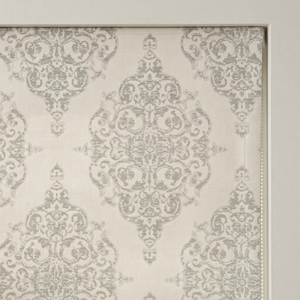 Beige Gray Damask Pure Linen Roman Shade, Custom Jacquard Roman Blind, Blackout or Light Filtering — image 6