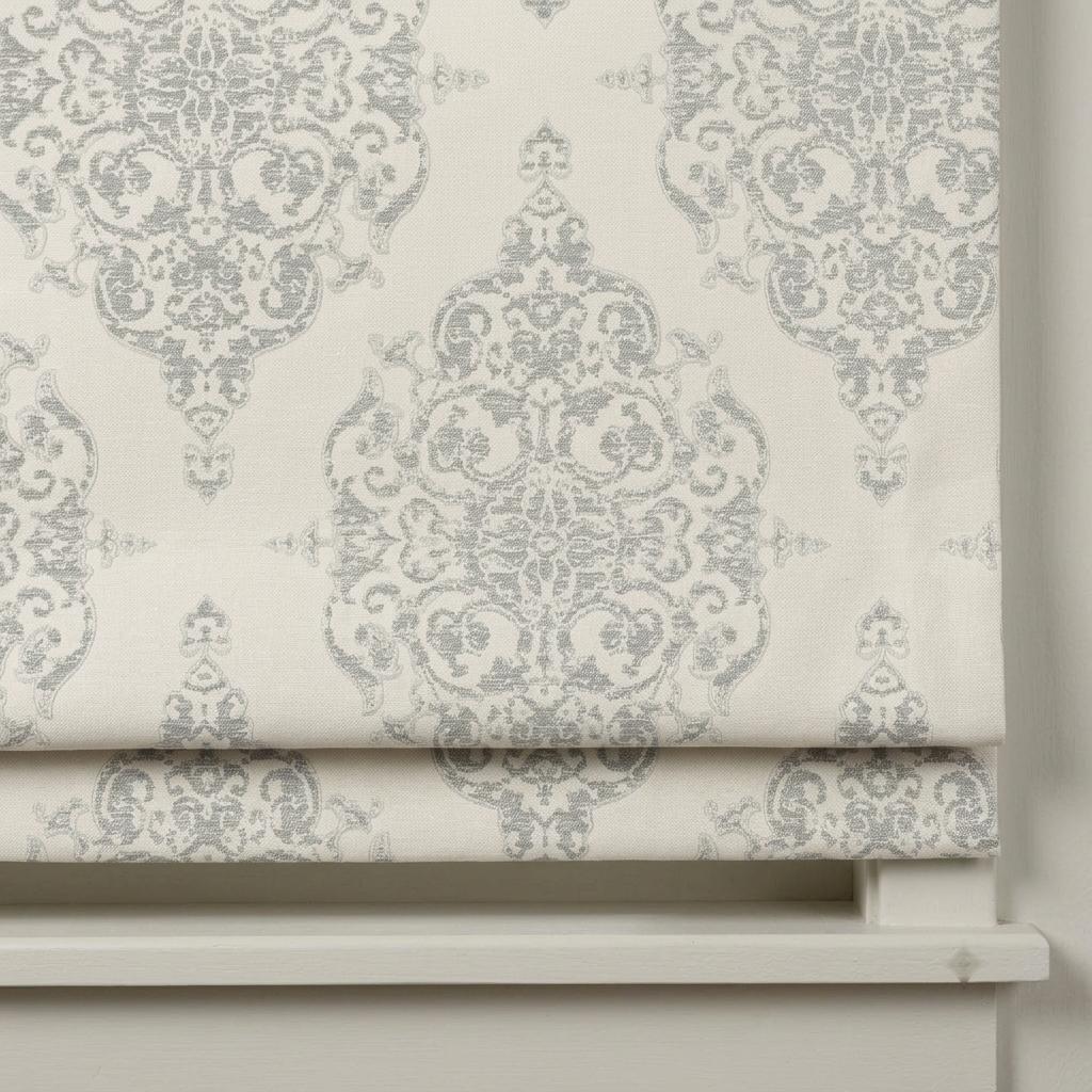 Beige Gray Damask Pure Linen Roman Shade, Custom Jacquard Roman Blind, Blackout or Light Filtering — image 7