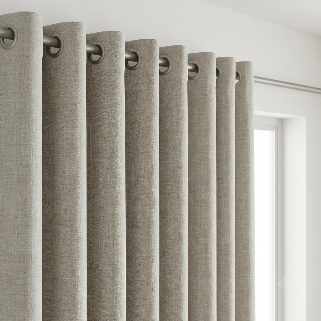 Greige, Taupe & Charcoal Color Block Linen Curtains, Custom Drapes, Blackout Option, Extra Long — image 8