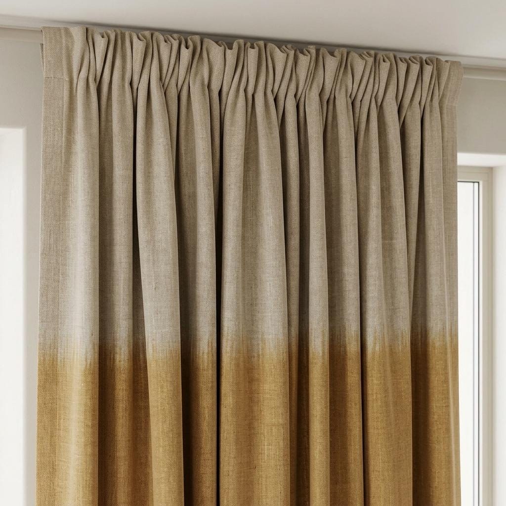 Heavy Linen Curtains, Oatmeal Camel & Rust Color Block, Custom Blackout, Extra Long Panels — image 5