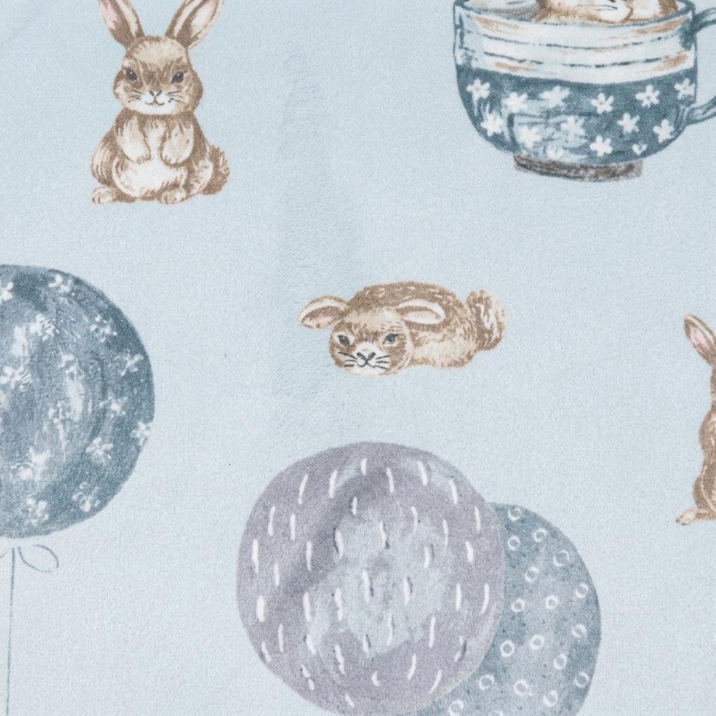 Pale Blue Velvet Roman Shade, Bunny & Balloon Nursery Blind, Kids Rabbit Custom Window Shade, Blackout or Light Filtering — image 8