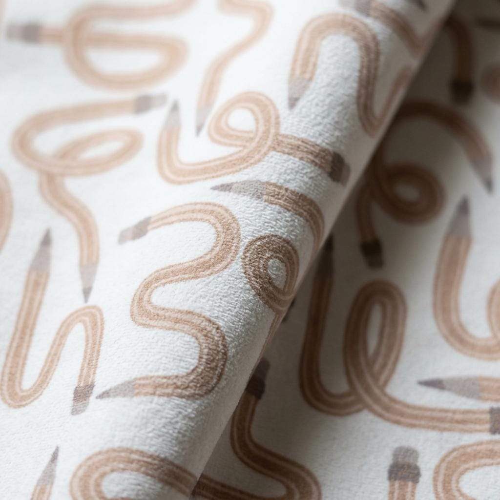 Soft White Velvet Curtains, Caramel Wavy Pencil Print, Nursery & Kids Room Drapes, Custom Sizes, Blackout Option — image 8