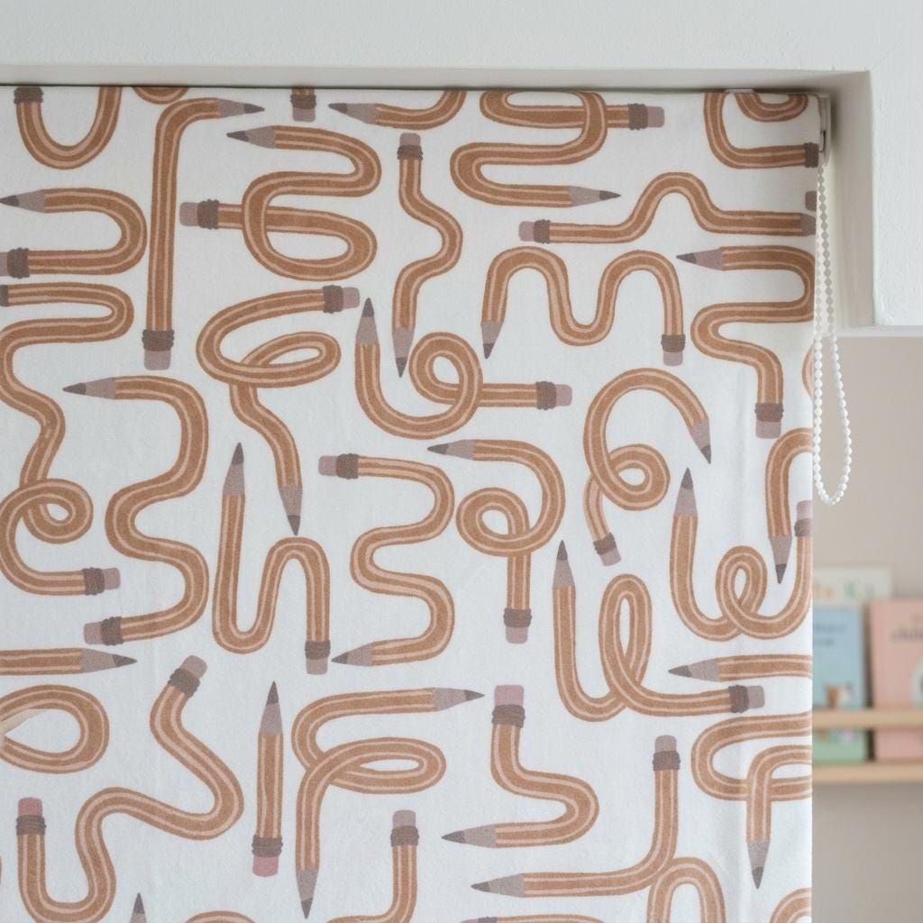 Soft White Velvet Roman Shade, Caramel Pencil Nursery Blind, Kids Custom Blackout or Light Filtering Shade — image 3