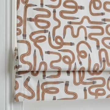 Soft White Velvet Roman Shade, Caramel Pencil Nursery Blind, Kids Custom Blackout or Light Filtering Shade — image 1