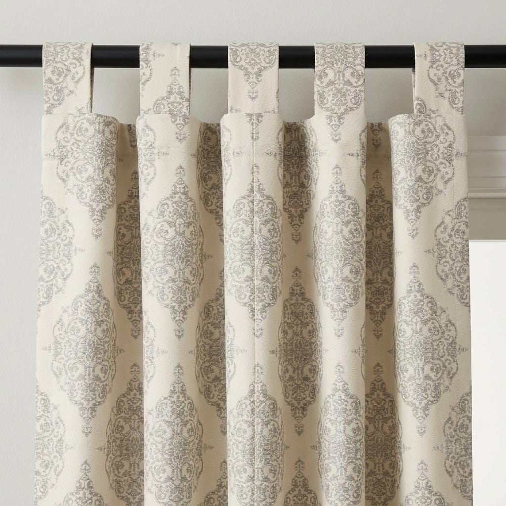 Heavy Linen Jacquard Curtains, Warm Ivory & Soft Greige Damask Drapes, Custom Blackout Curtains, Extra Long Luxury Window Panels — image 3