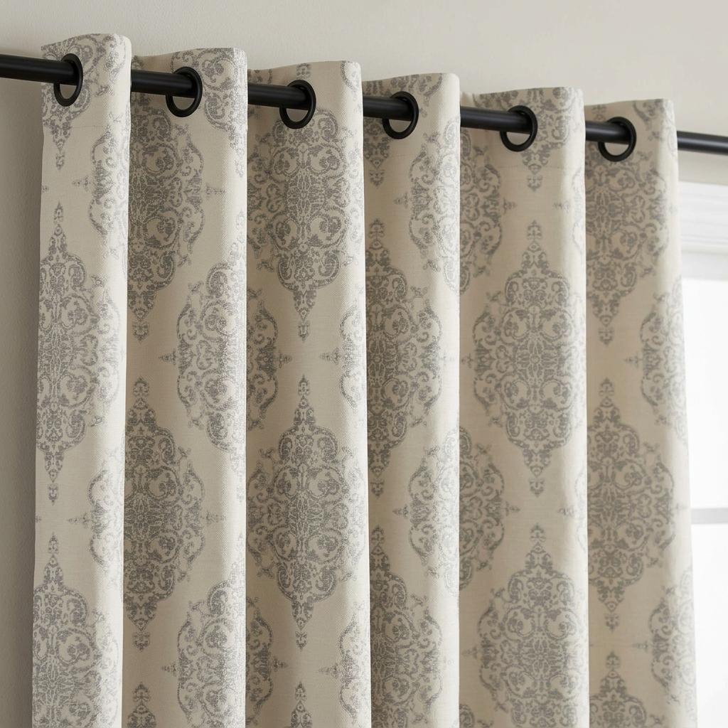 Heavy Linen Jacquard Curtains, Warm Ivory & Soft Greige Damask Drapes, Custom Blackout Curtains, Extra Long Luxury Window Panels — image 6