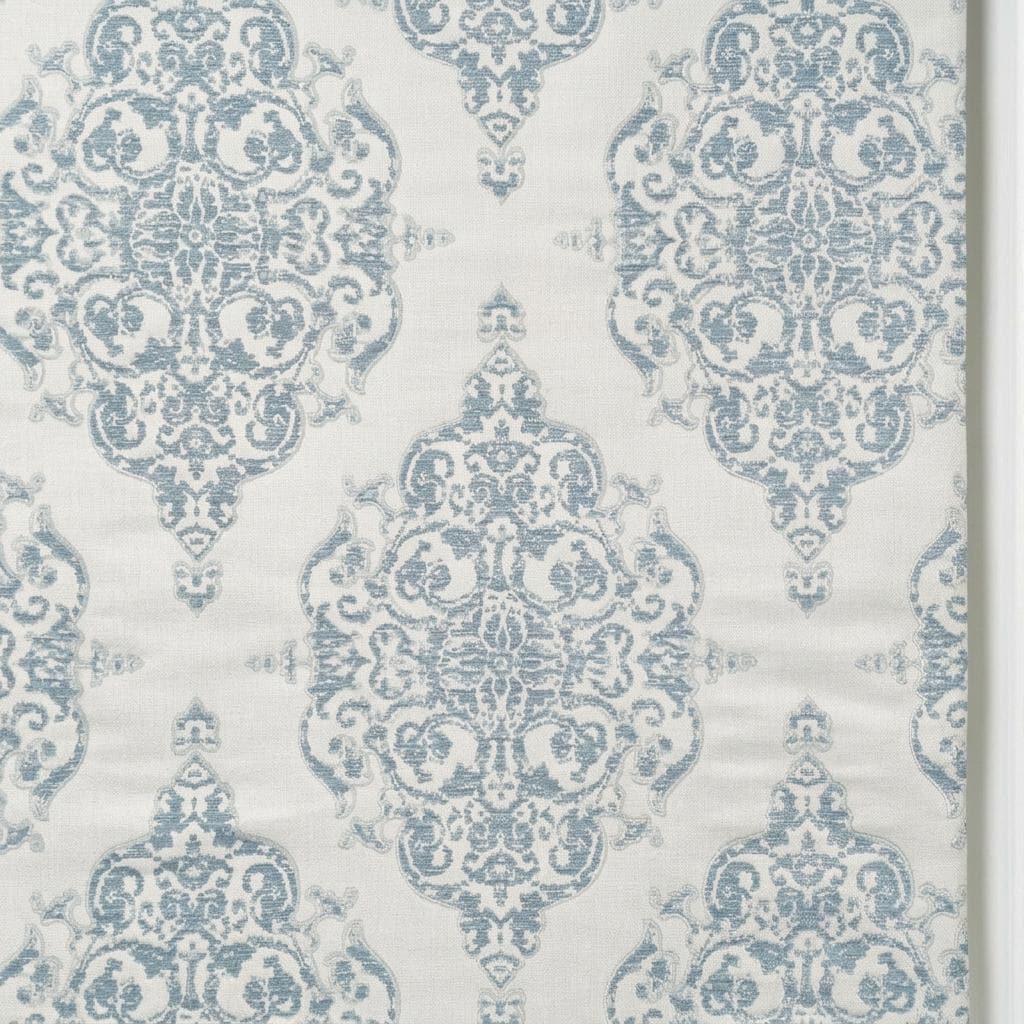 Dusty Blue Gray & Soft White Damask Jacquard Pure Linen Roman Shade, Custom Window Blind, Blackout or Light Filtering — image 7