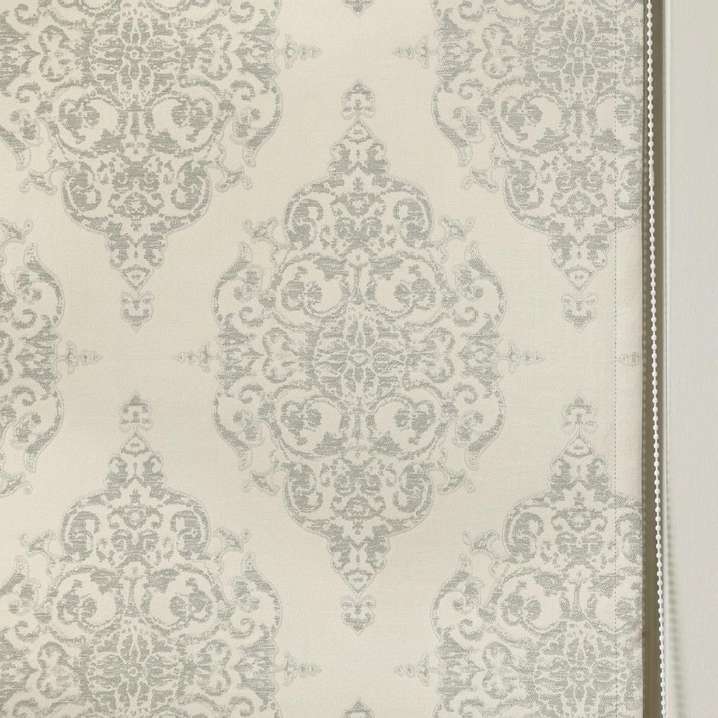 Beige Gray Damask Pure Linen Roman Shade, Custom Jacquard Roman Blind, Blackout or Light Filtering — image 4