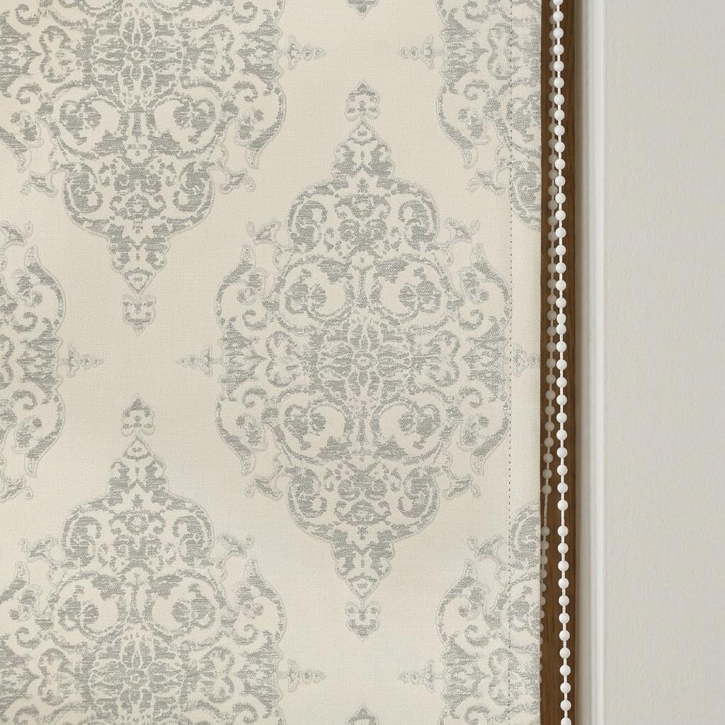 Beige Gray Damask Pure Linen Roman Shade, Custom Jacquard Roman Blind, Blackout or Light Filtering — image 9