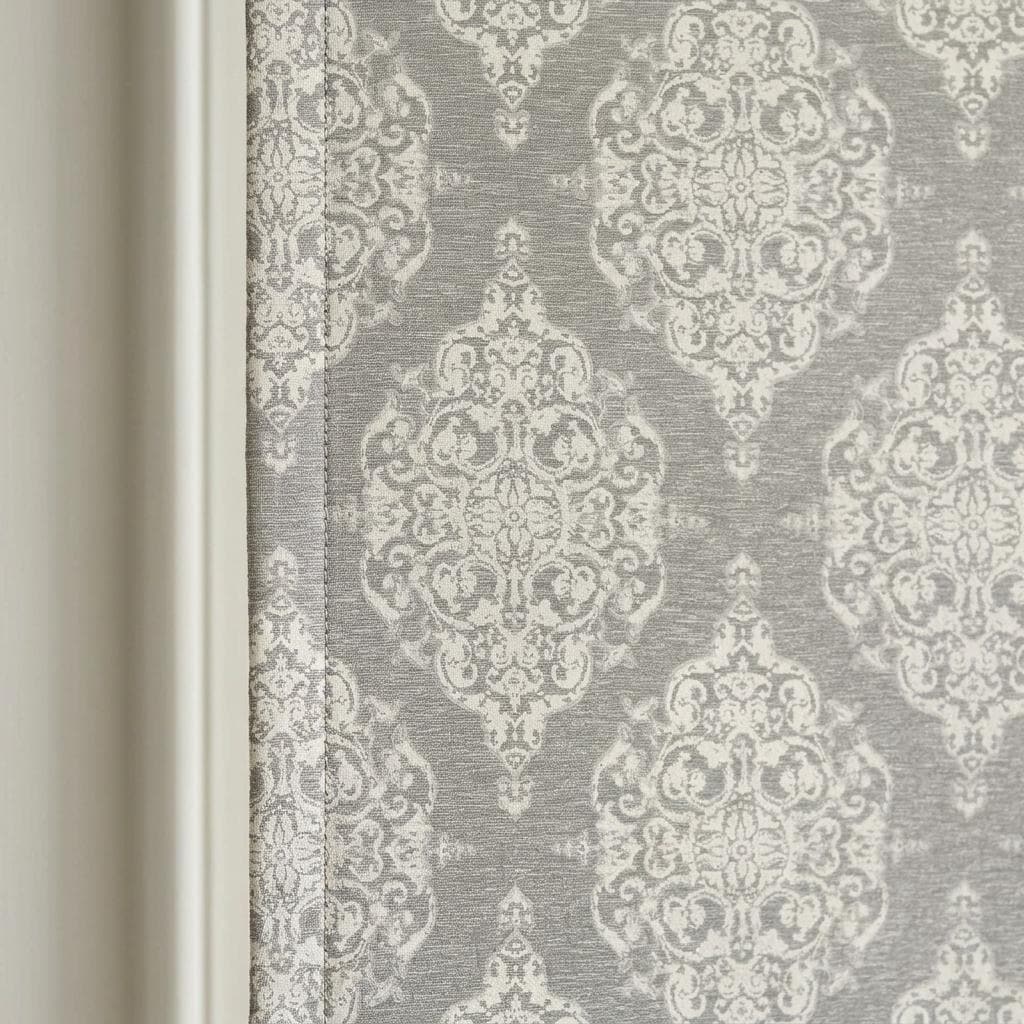 Gray Ivory Damask Pure Linen Roman Shade, Custom Jacquard Window Blind, Blackout or Light Filtering — image 8