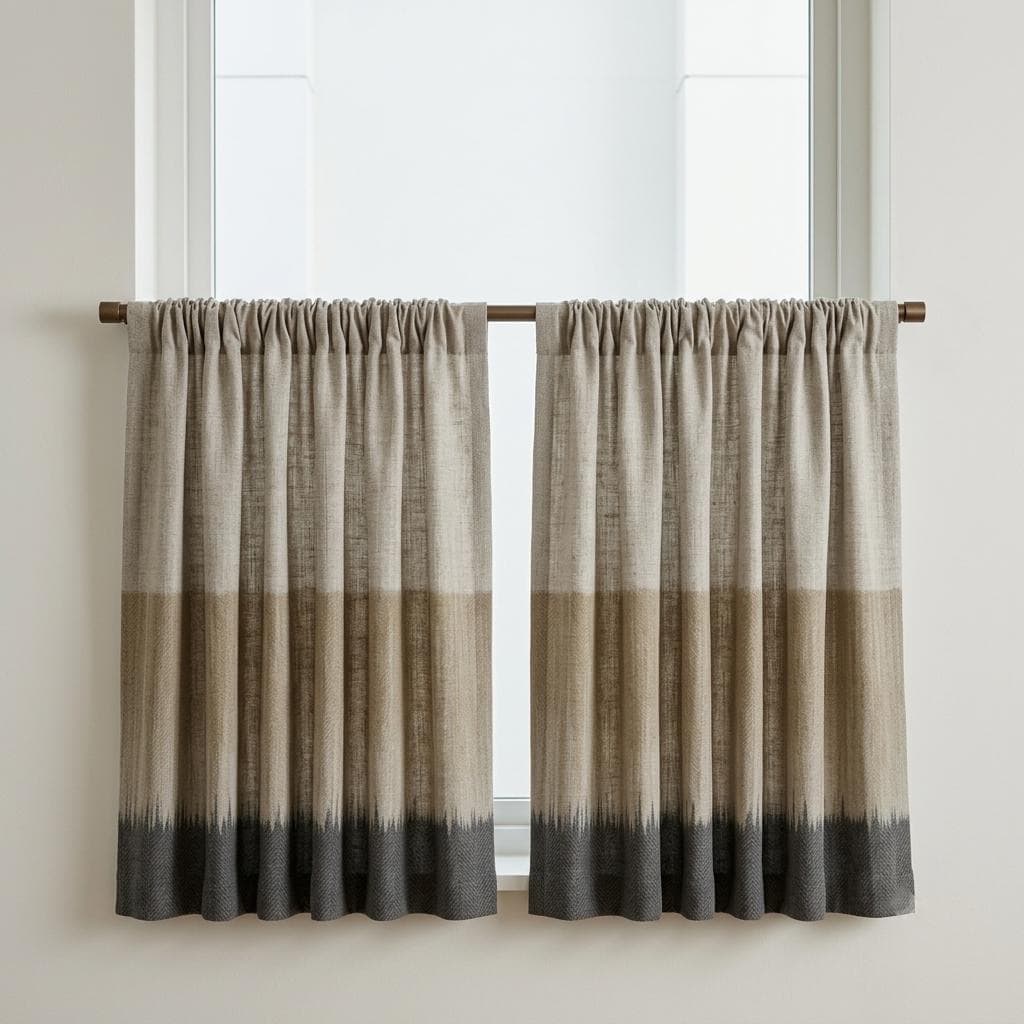 Greige, Taupe & Charcoal Color Block Linen Curtains, Custom Drapes, Blackout Option, Extra Long — image 7