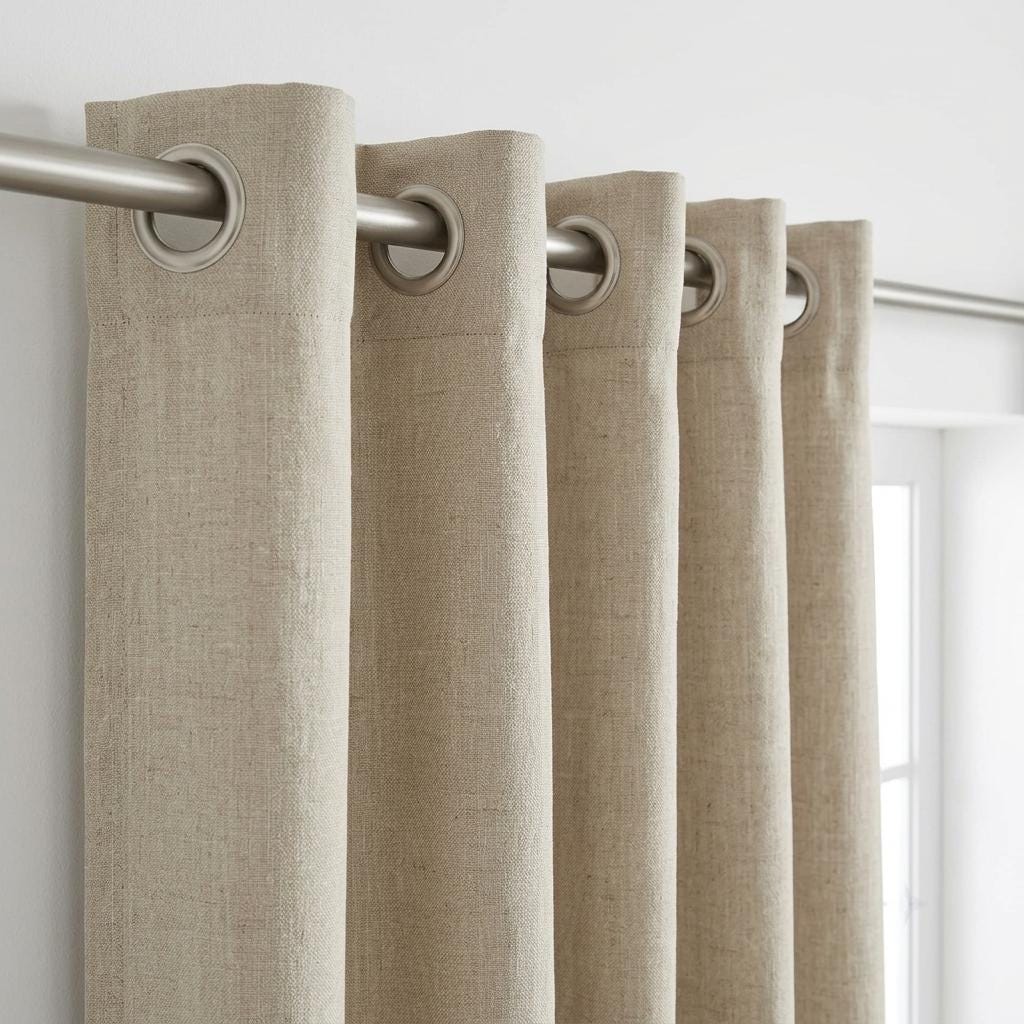 Heavy Linen Curtains, Oatmeal Camel & Rust Color Block, Custom Blackout, Extra Long Panels — image 3