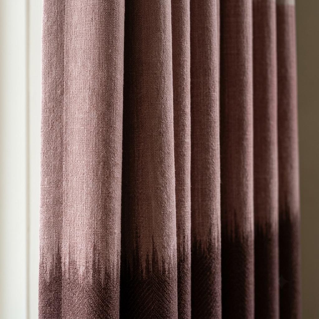Blush Taupe, Dusty Rose & Burgundy Color Block Linen Curtains, Heavy Custom Drapes, Blackout Option, Extra Long Panels — image 1