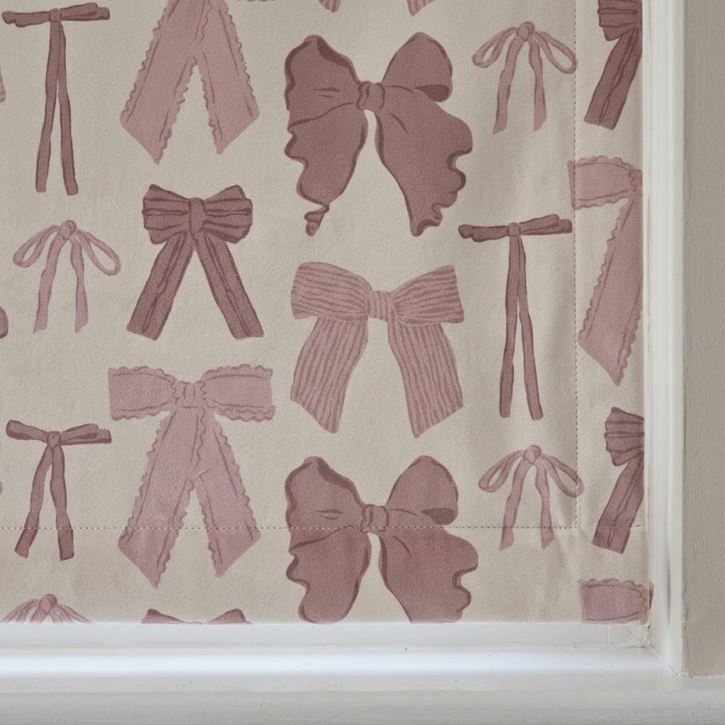 Pale Seafoam Velvet Roman Shade, Pink Bow Nursery Blind, Coquette Custom Blackout Window Shade — image 8